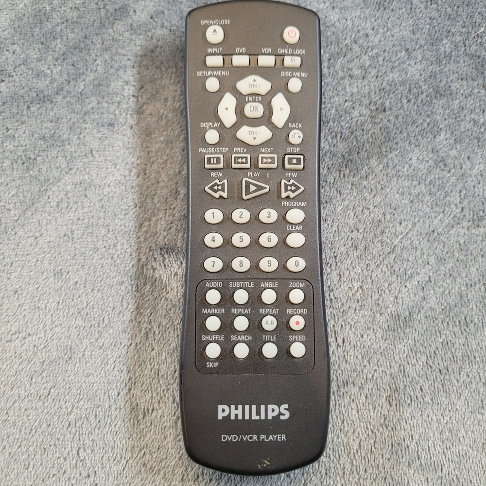 Philips DVD VCR Player Remote Control Black Handheld Replacement-untested